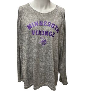 Minnesota Vikings NFL Long Sleeve‎ Gray Athletic T-Shirt Gray Size 3XL/3TG/3EG